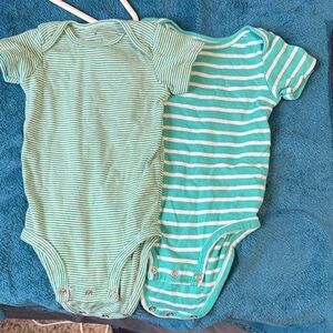Carter's Green and Teal Striped Bodysuits